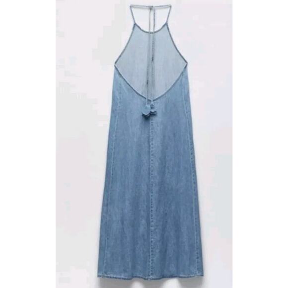 Zara Denim Halter Midi Dress - Picture 7 of 7